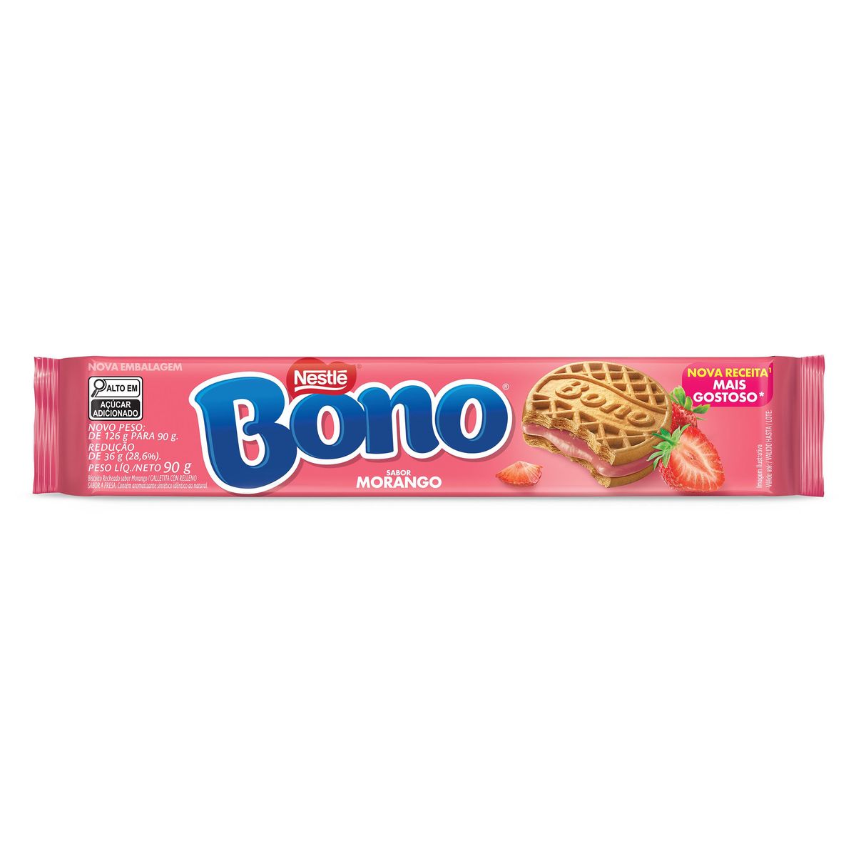 Biscoito Recheado Bono Morango 90g